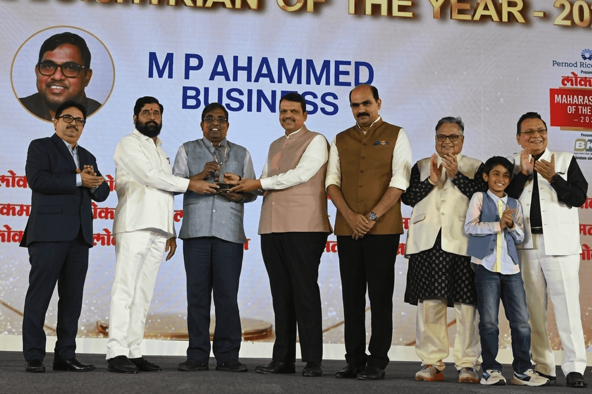 Mr. M.P. Ahammad, Chairman of Malabar Group, honoured with the Business Bhushan Award at the Maharashtrian of the Year Awards 2026.